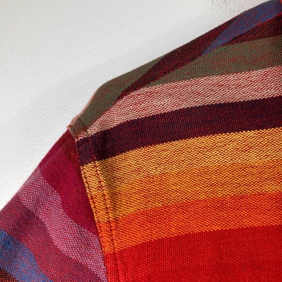 Womens Tan Zara Cotton Shirt Jacket Multicolored Stripes Flowers Red Orange PP - Picture 3 of 6